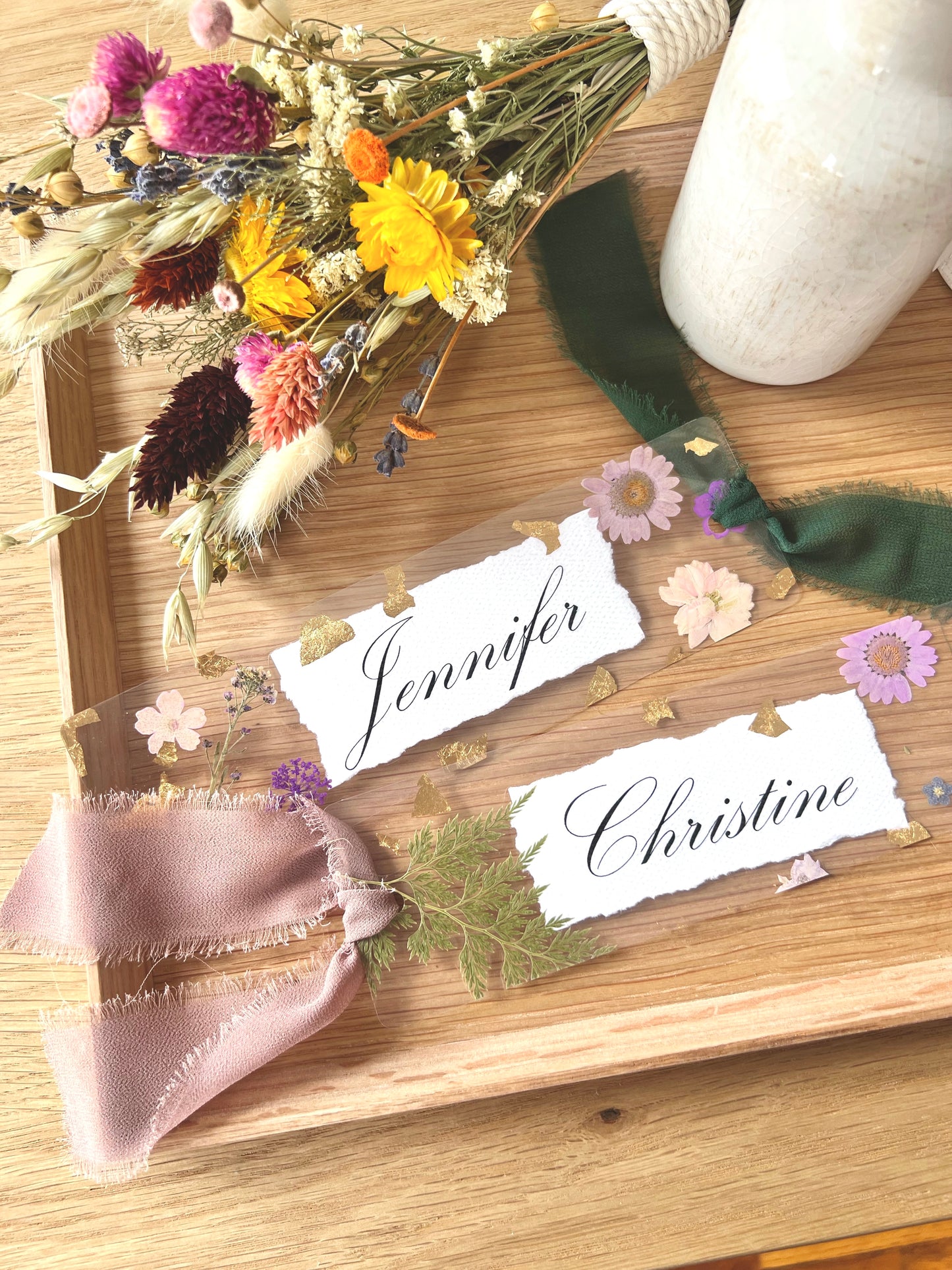 Custom Name | Pressed Flower Bookmark