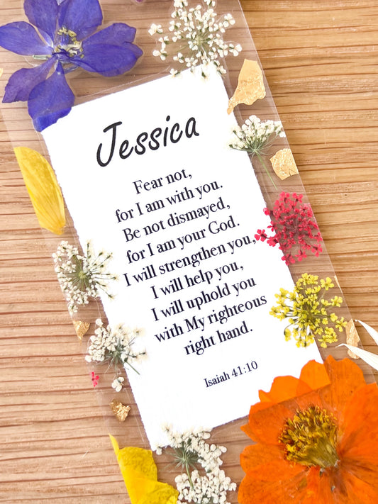 Isaiah 41:10 | Fear Not For I am With You | Pressed Flower Bookmark