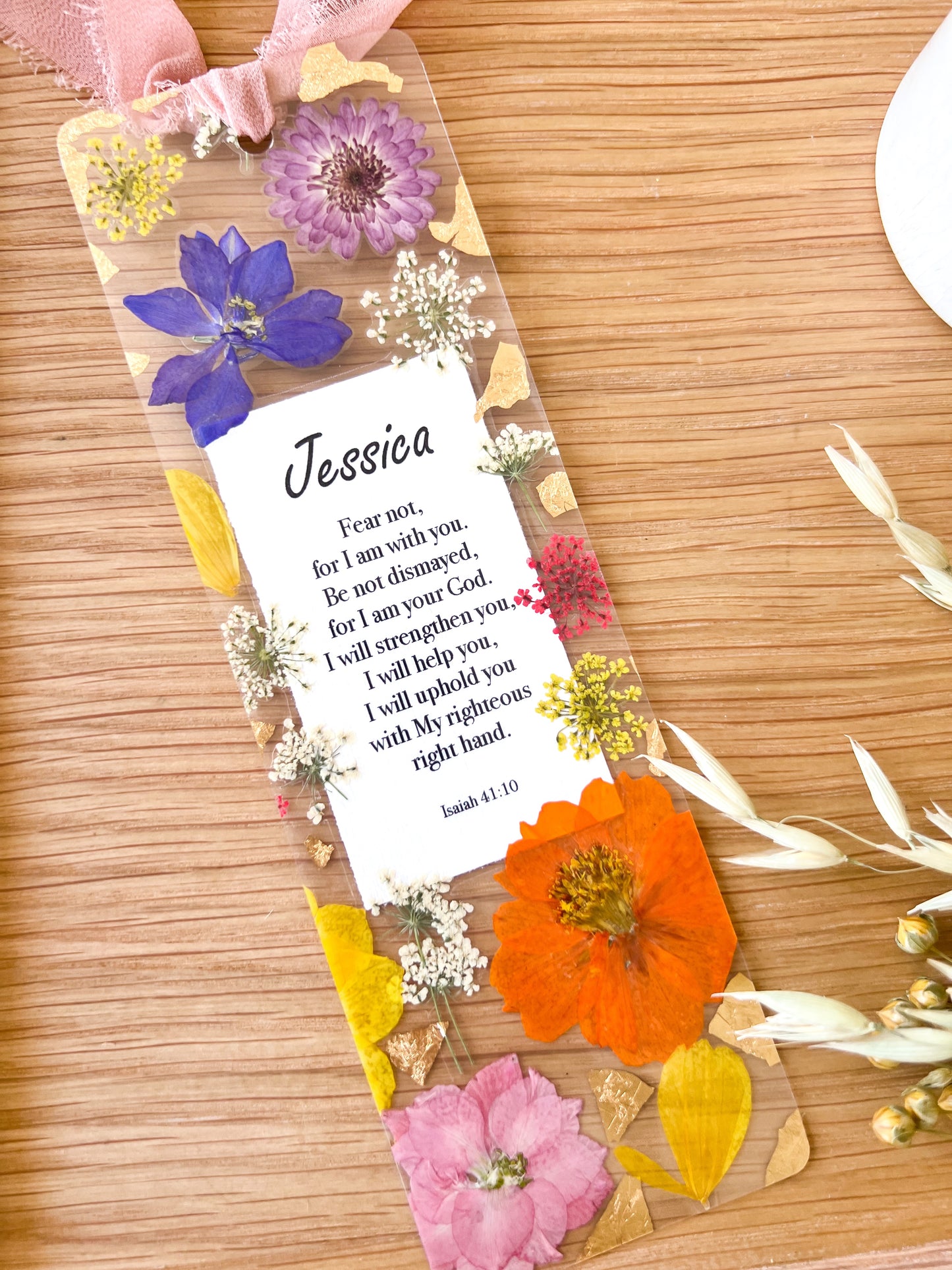 Isaiah 41:10 | Fear Not For I am With You | Pressed Flower Bookmark