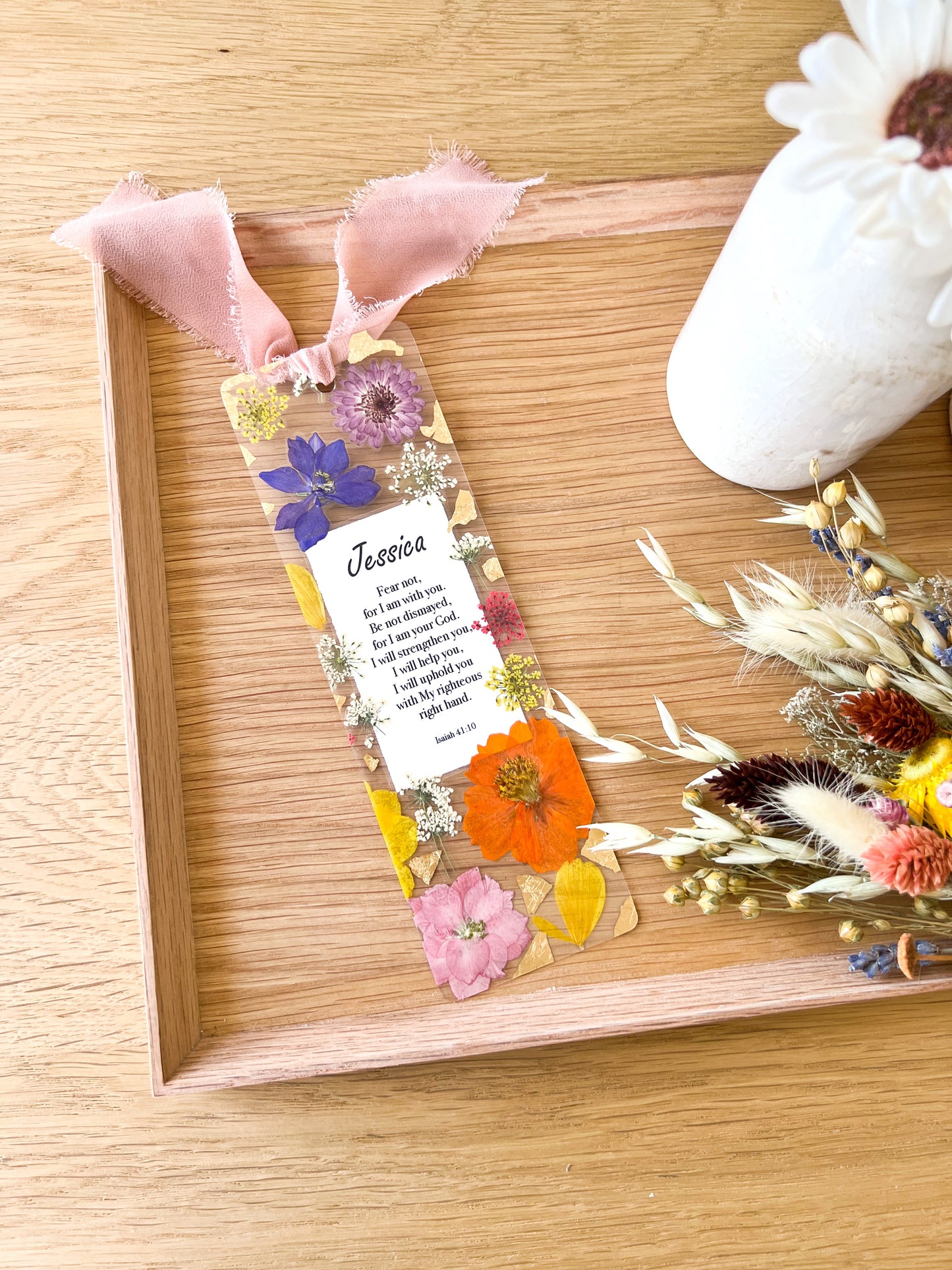 Isaiah 41:10 | Fear Not For I am With You | Pressed Flower Bookmark