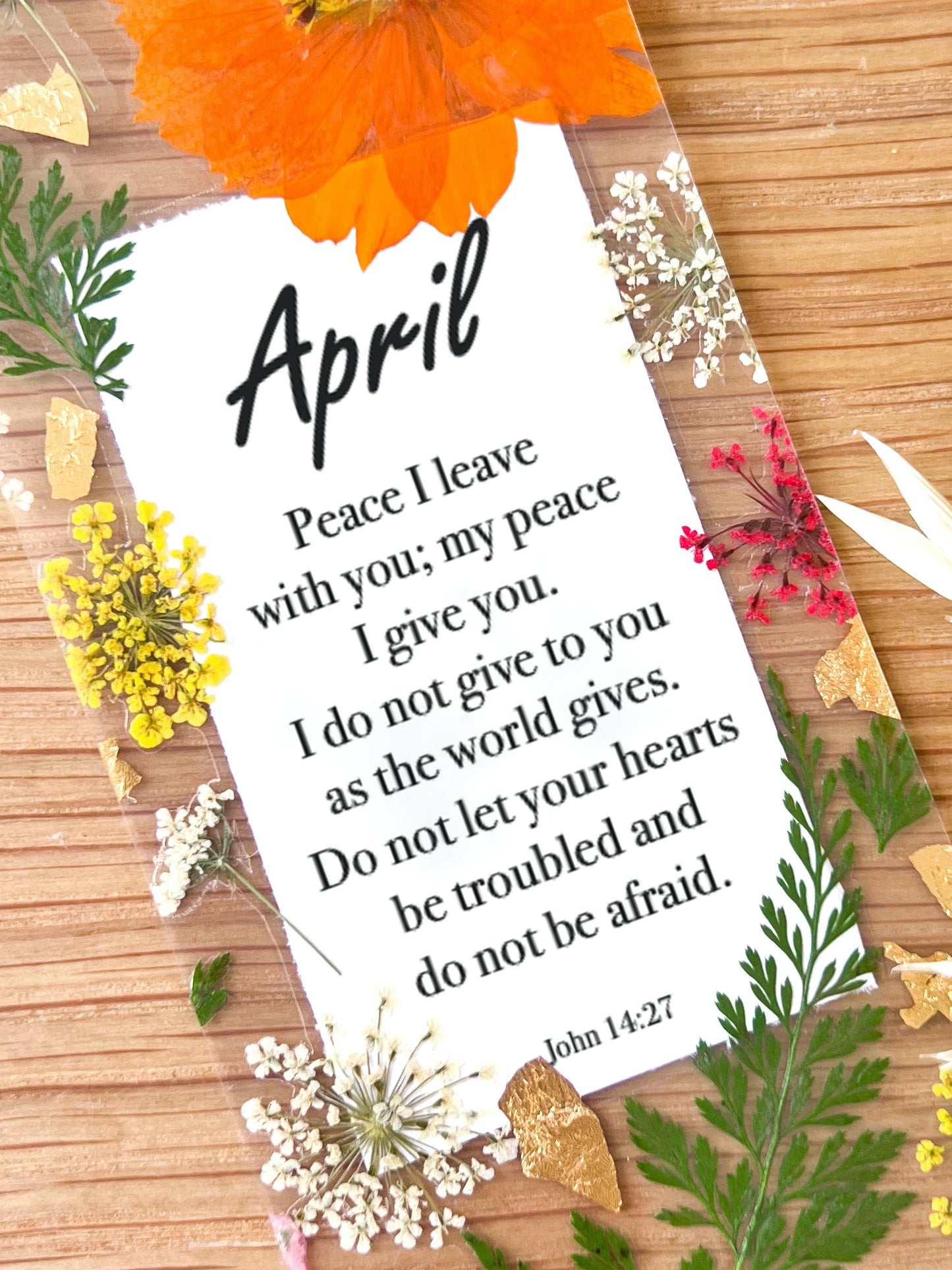 John 14:27 | I Do Not Give as the World Gives | Pressed Flower Bookmark