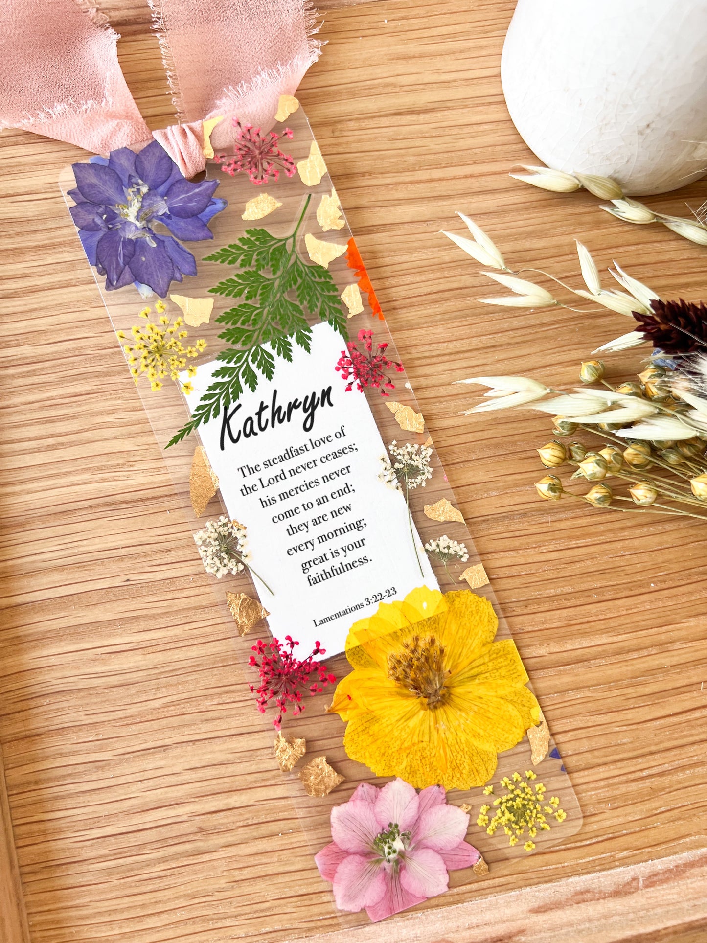 Lamentations 3:22 | God's Love New Every Morning | Pressed Flower Bookmark