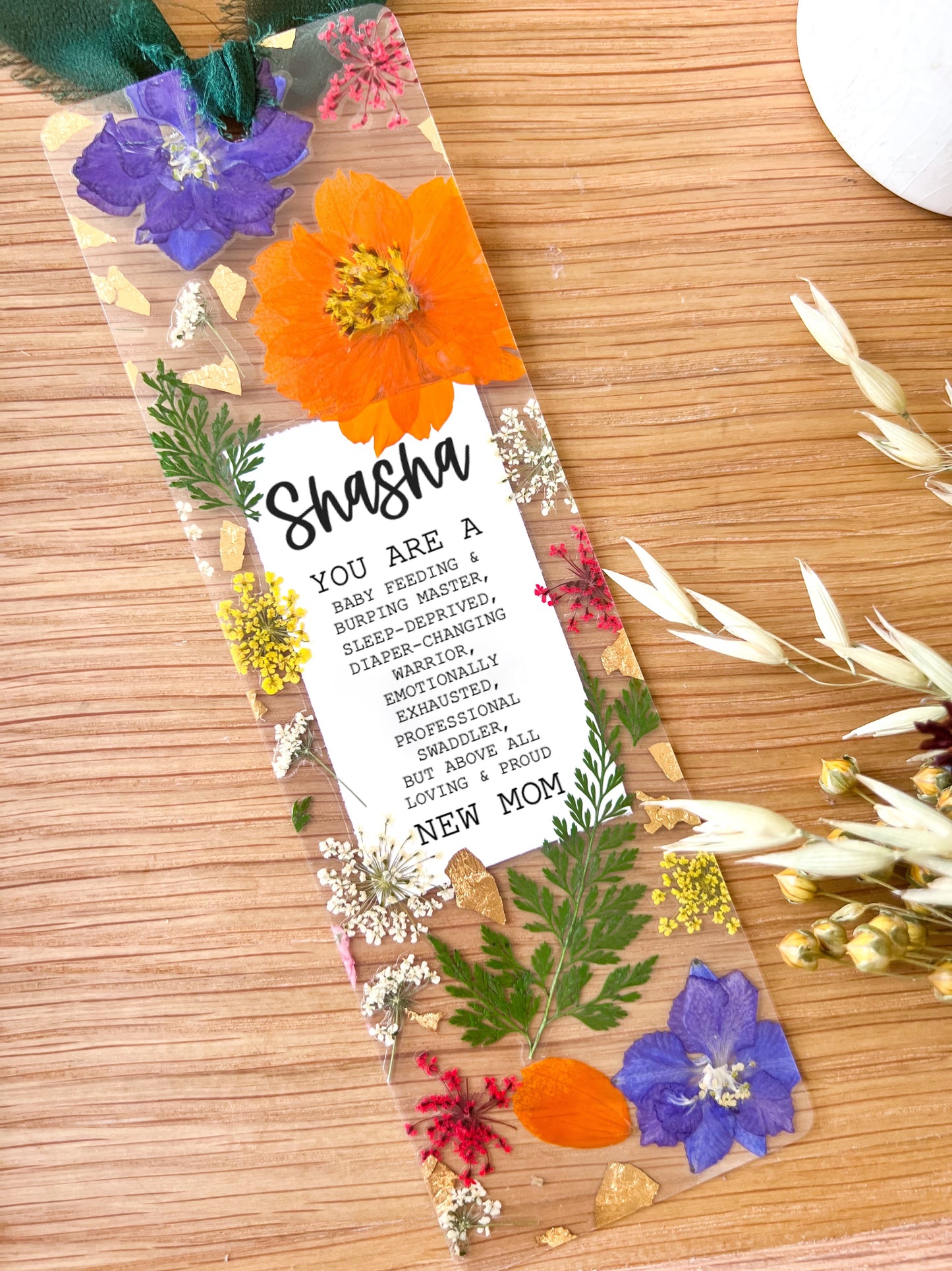 You are a New Mom | Pressed Flower Bookmark