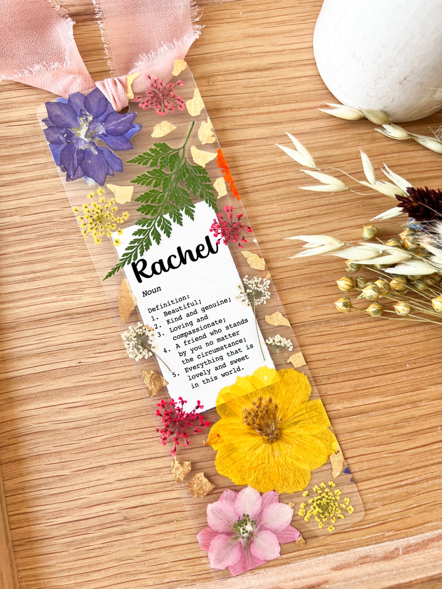 Friendship Definition (Typewriter Font) Pressed Flower Bookmark