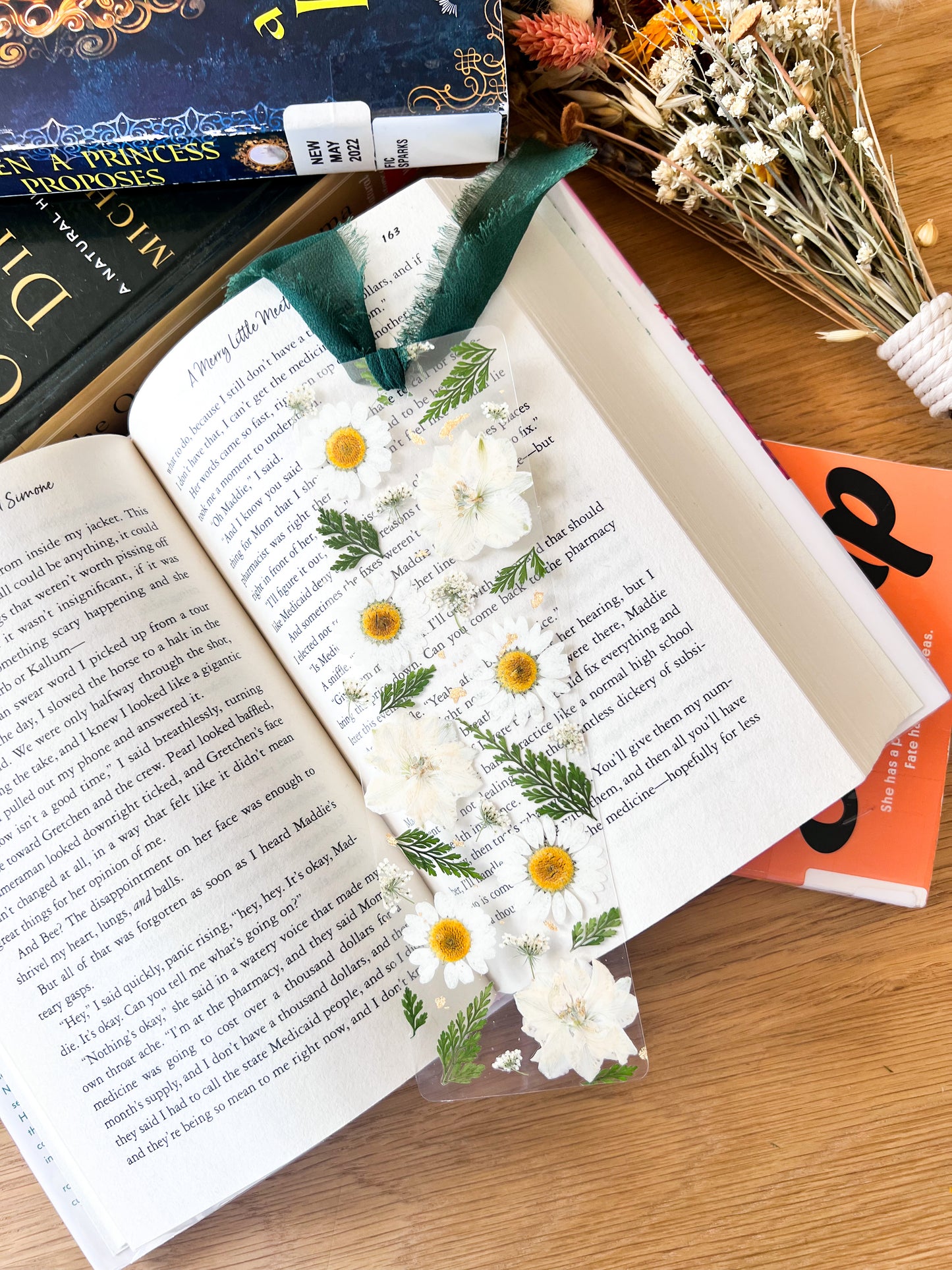 White Pressed Flower Bookmarks [No Quote]