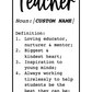 Teacher Definition | Thank You Teacher Bookmark