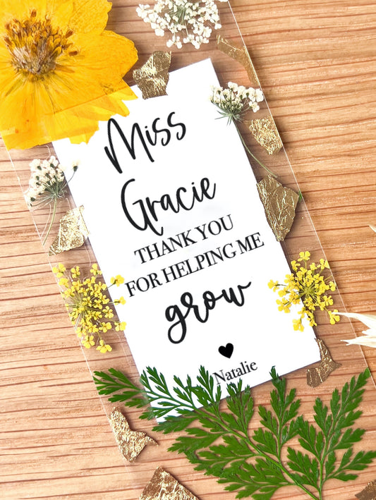 Thank You For Helping Me Grow | Teacher Bookmark