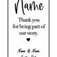 Thank You For Being Part of Our Story | Wedding | Bridal Shower Bookmark