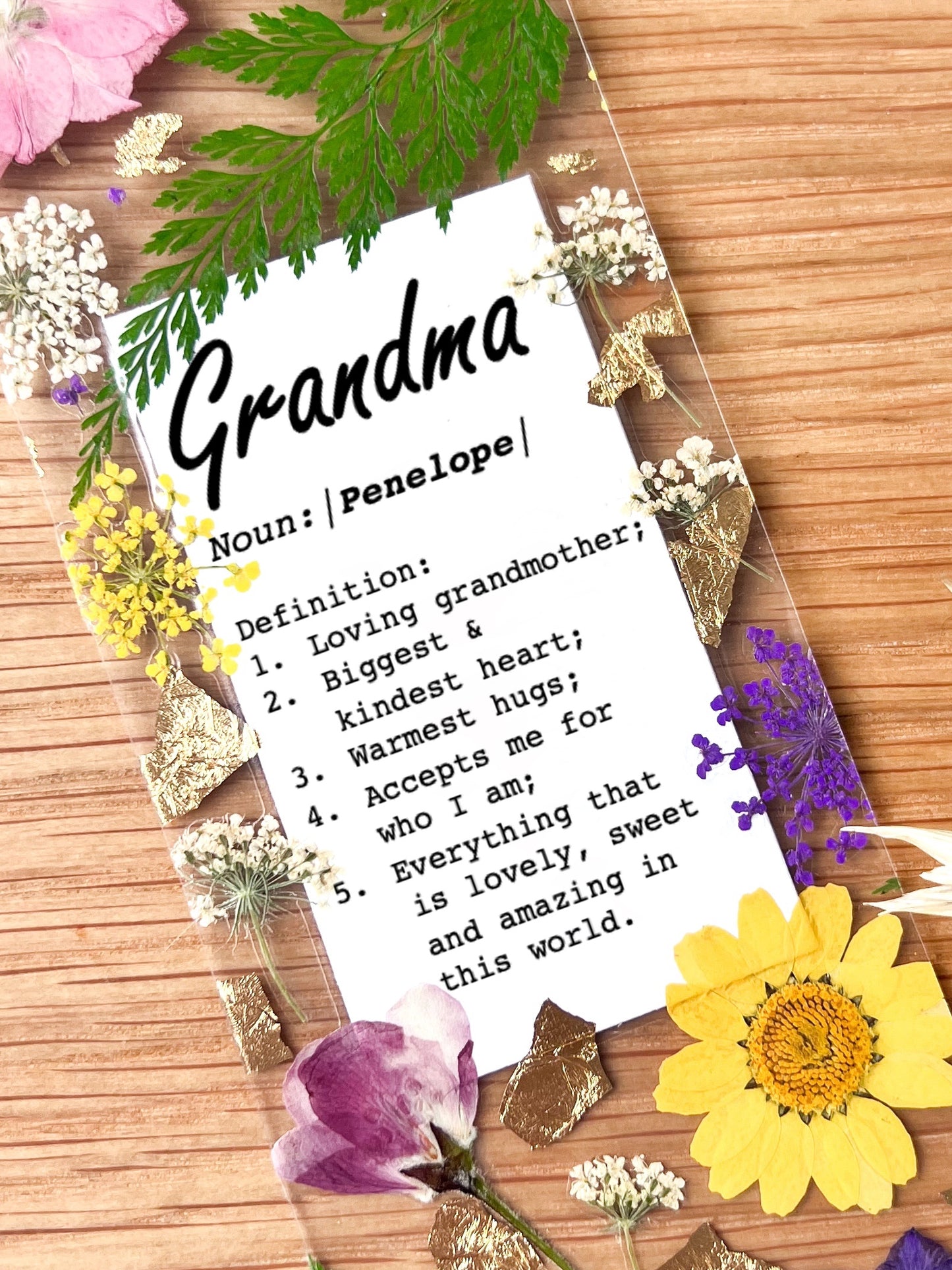 Grandma Definition | Pressed Flower Bookmark