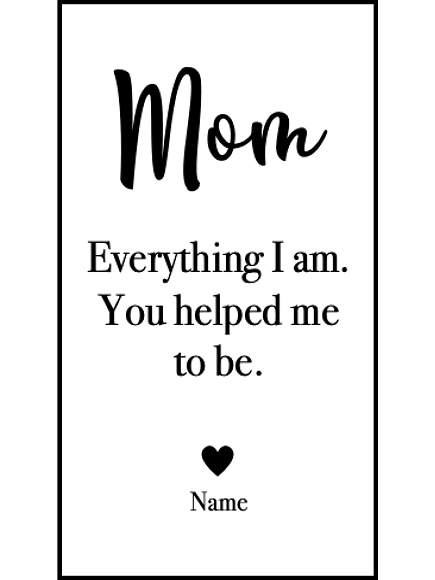 Pressed flower bookmark with quote "Mom Everything I am. You helped me to be."