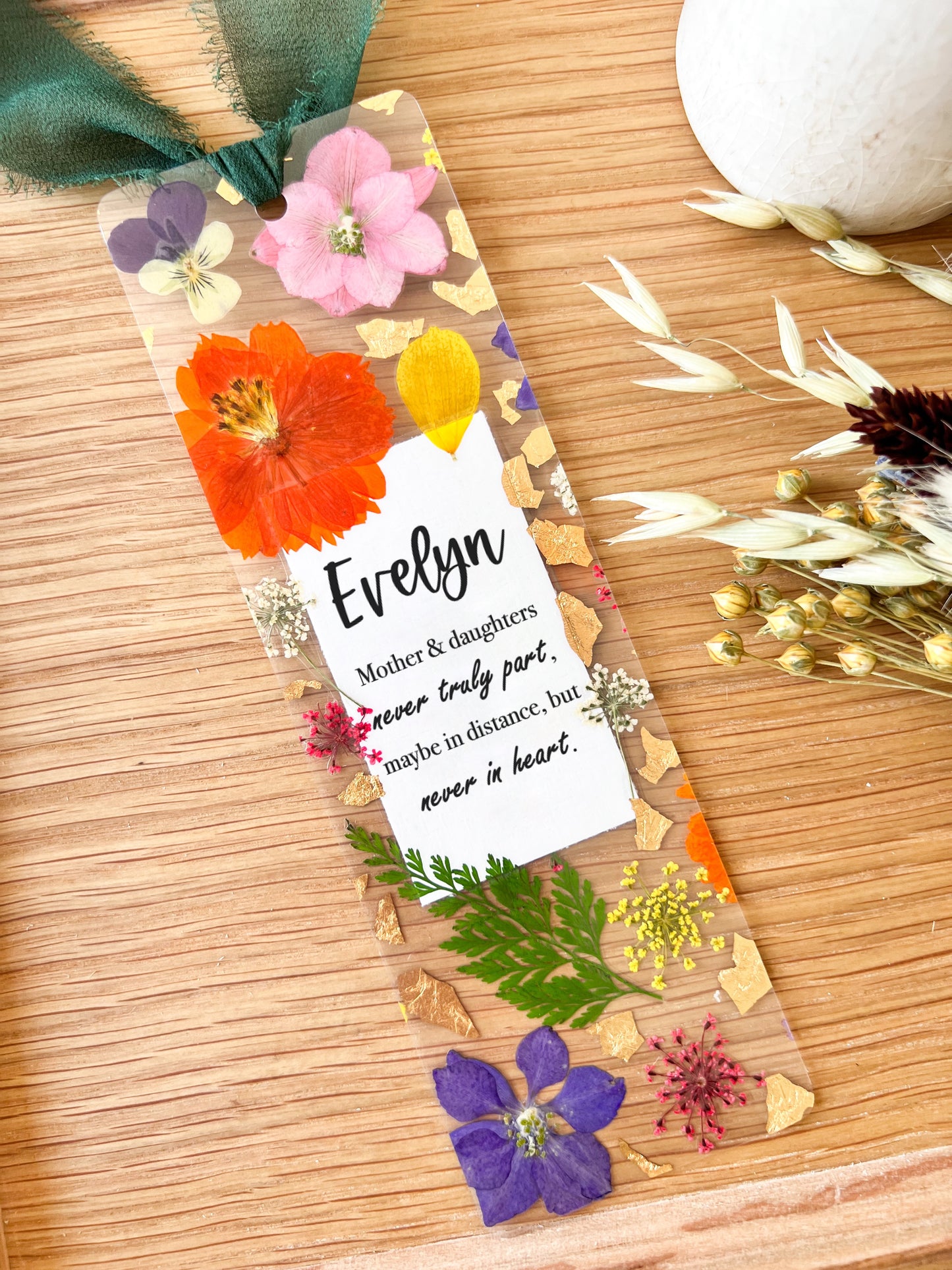 Mother & Daughter Never Truly Part | Pressed Flower Bookmark