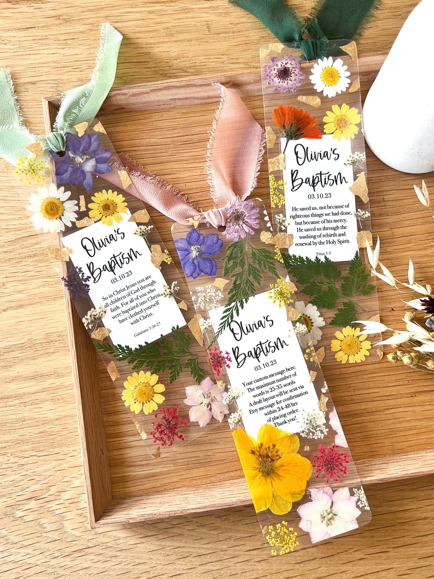 Baptism / First Communion Gift | Pressed Flower Bookmark