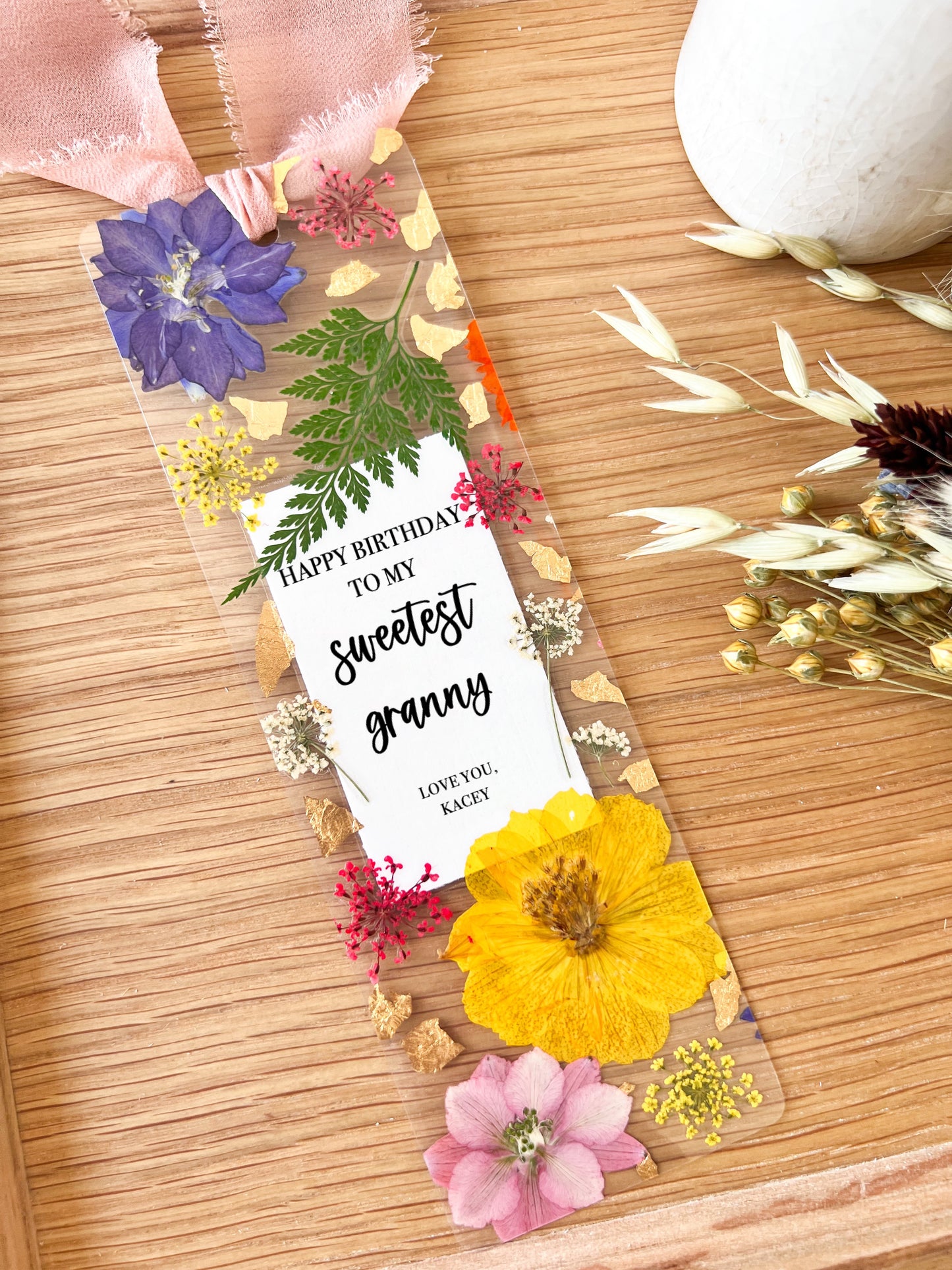 Bookmark includes the following birthday quote: "Happy Birthday to My Sweetest Granny. Love you, [custom name]"