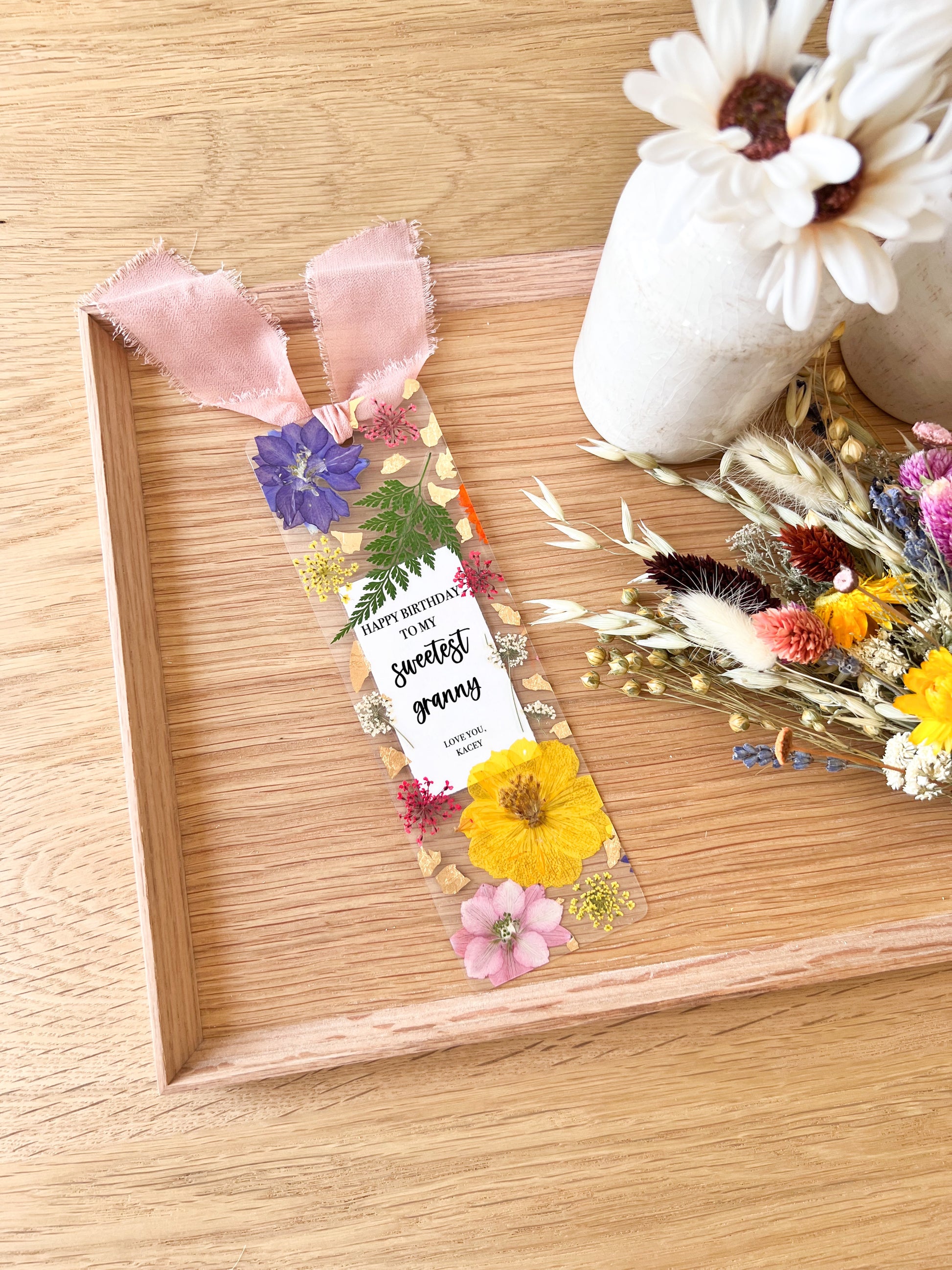 Bookmark includes the following birthday quote: "Happy Birthday to My Sweetest Granny. Love you, [custom name]"