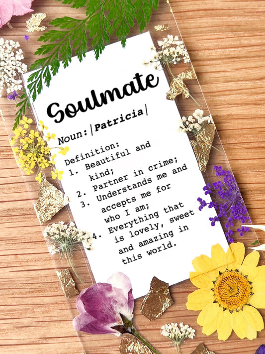 Soulmate Definition | Pressed Flower Bookmark