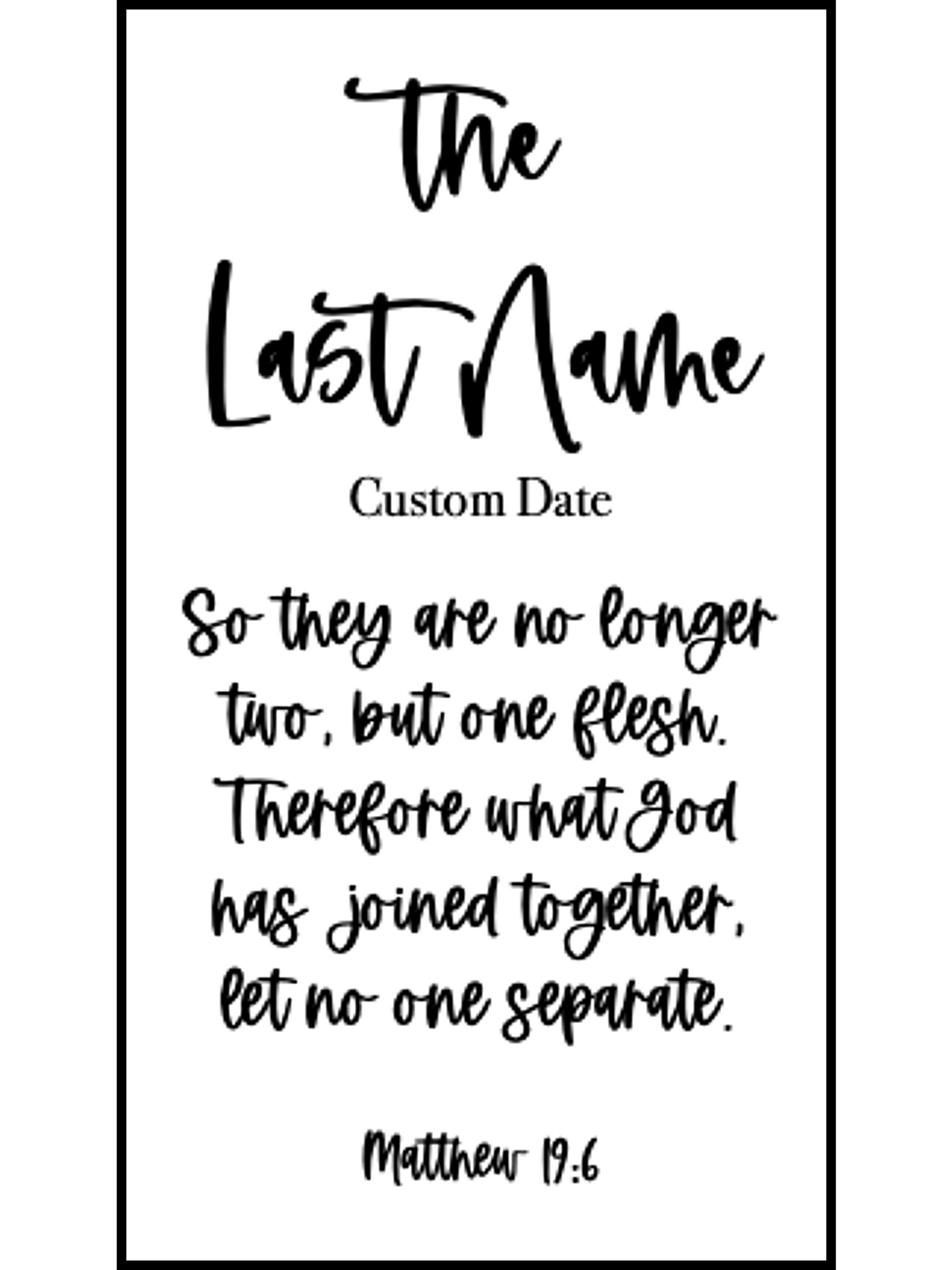 Matthew 19:6 | One Flesh (Last Name Ver.) | Pressed Flower Bookmark